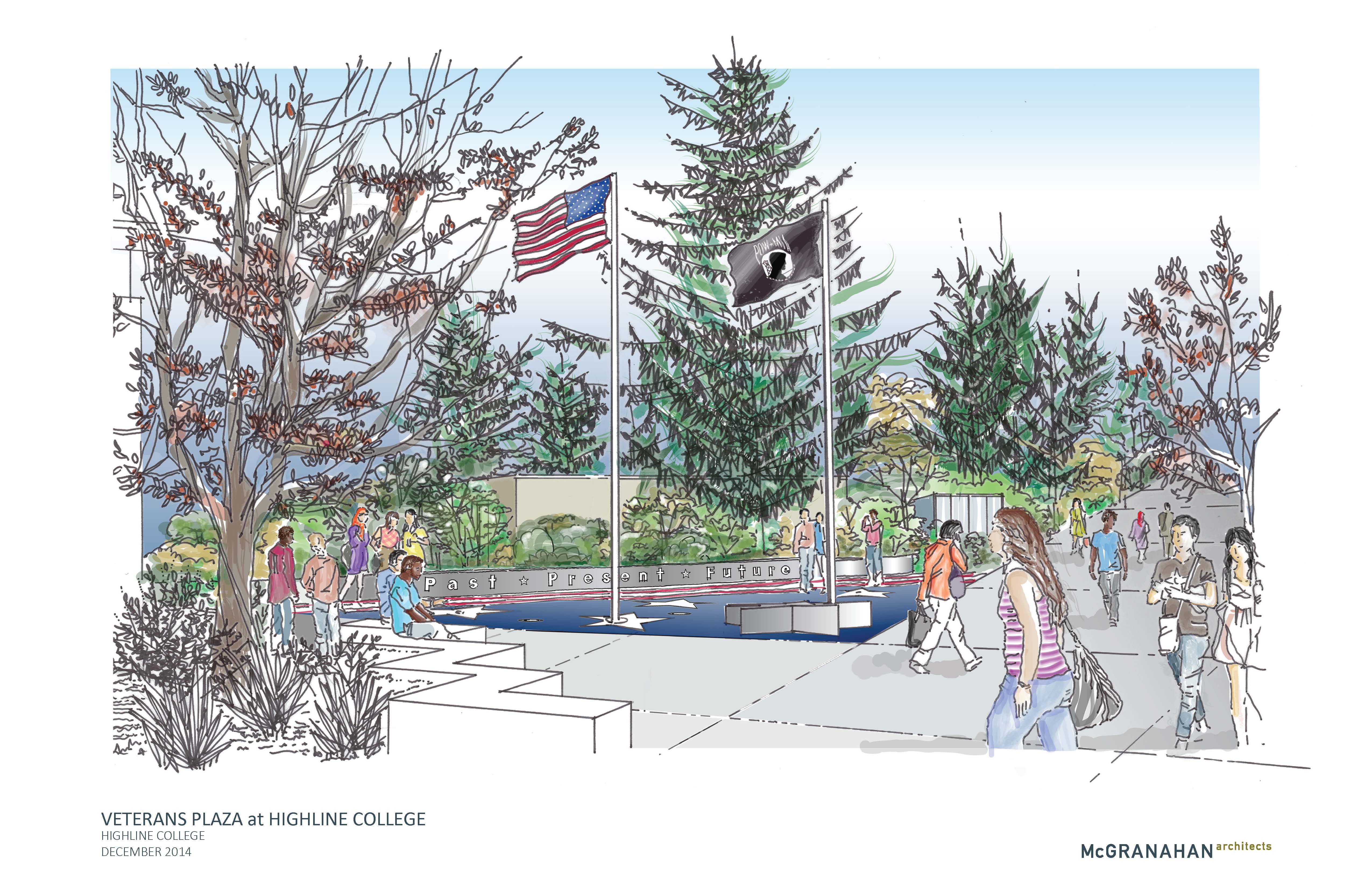 Architect’s rendering of Veterans Memorial Plaza