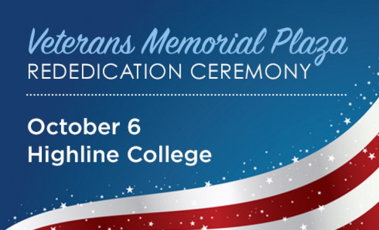 Advertisement for Veterans Memorial Plaza Rededication Ceremony