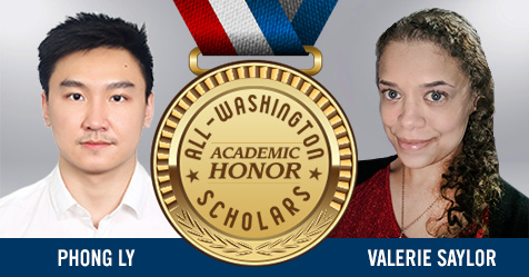 Highline College All-Washington Academic Team members Phong Ly and Valerie Saylor