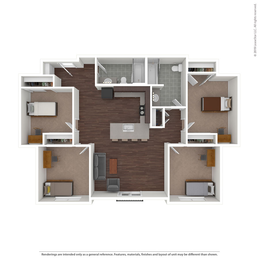 Campus View 4-bedroom unit layout