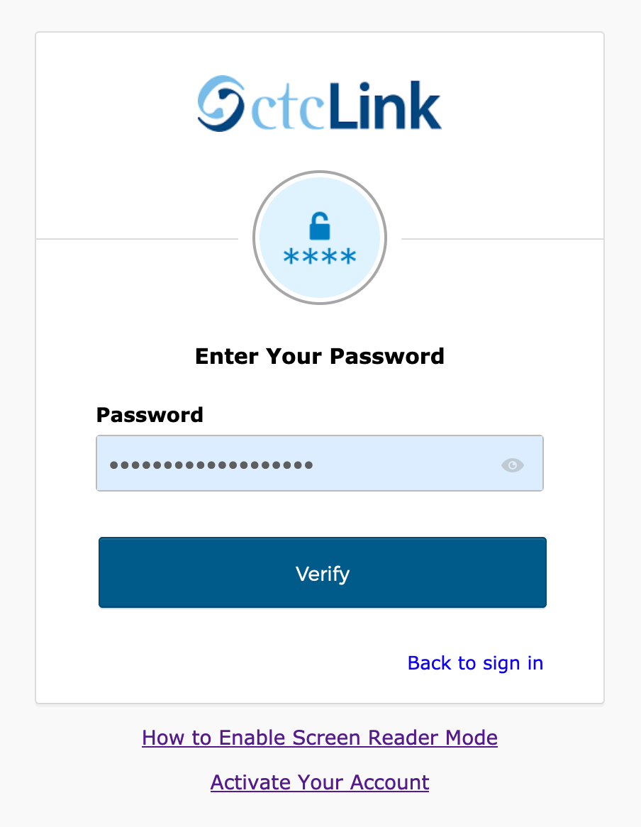 ctcLink login password
